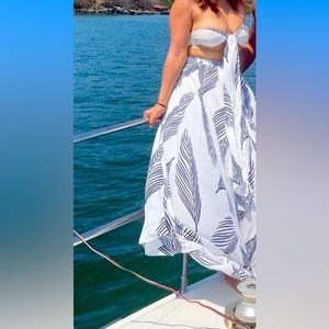 Flowy, fun two piece. A long skirt and wrap top.